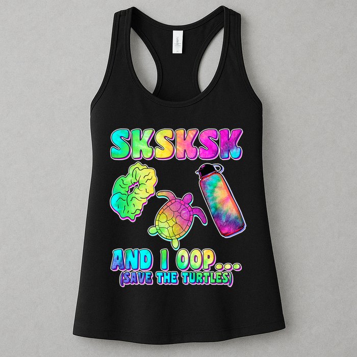 Tie Dye SKSKSK and I OOP Save the Turtles Womens Tank Top