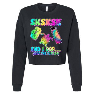 Tie Dye SKSKSK and I OOP Save the Turtles Cropped Pullover Crew