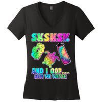 Tie Dye SKSKSK and I OOP Save the Turtles Women's V-Neck T-Shirt