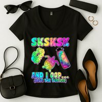 Tie Dye SKSKSK and I OOP Save the Turtles Women's V-Neck T-Shirt