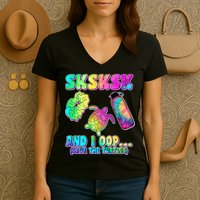 Tie Dye SKSKSK and I OOP Save the Turtles Women's V-Neck T-Shirt