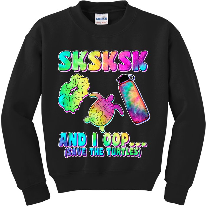 Tie Dye SKSKSK and I OOP Save the Turtles Kids Sweatshirt