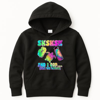 Tie Dye SKSKSK and I OOP Save the Turtles Kids Hoodie