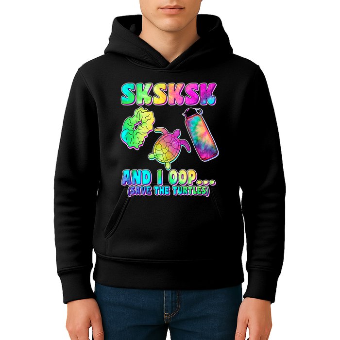 Tie Dye SKSKSK and I OOP Save the Turtles Kids Hoodie