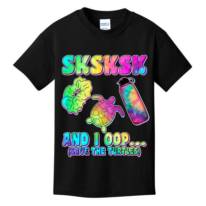 Tie Dye SKSKSK and I OOP Save the Turtles Kids T-Shirt