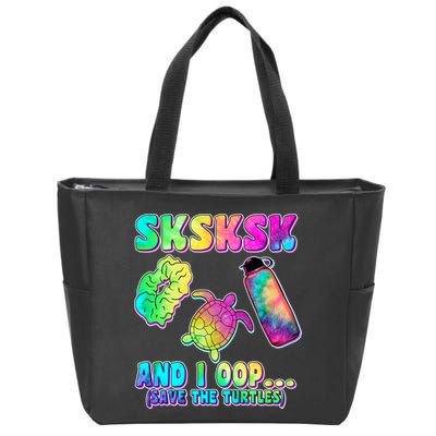 Tie Dye SKSKSK and I OOP Save the Turtles Zip Tote Bag