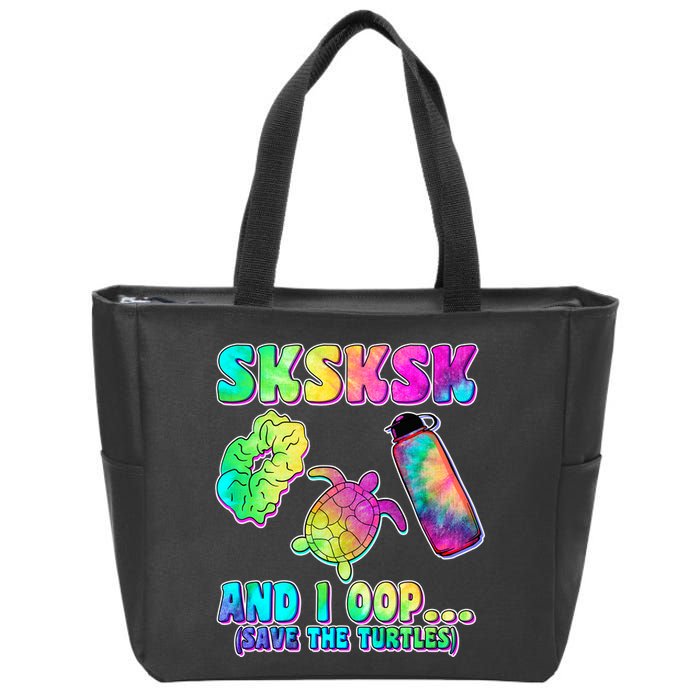 Tie Dye SKSKSK and I OOP Save the Turtles Zip Tote Bag