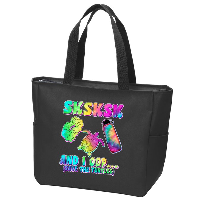 Tie Dye SKSKSK and I OOP Save the Turtles Zip Tote Bag