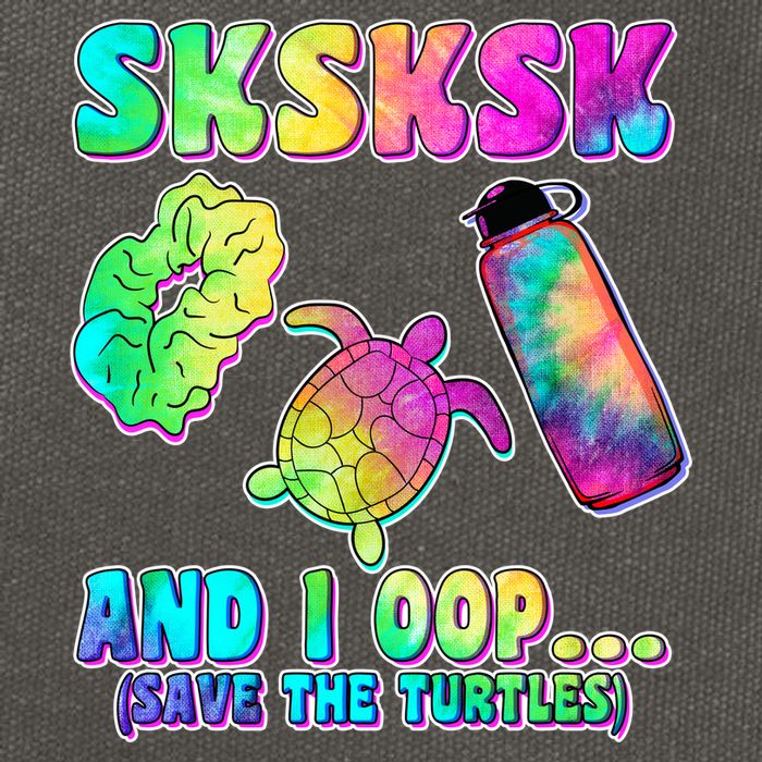 Tie Dye SKSKSK and I OOP Save the Turtles Cotton Canvas Backpack