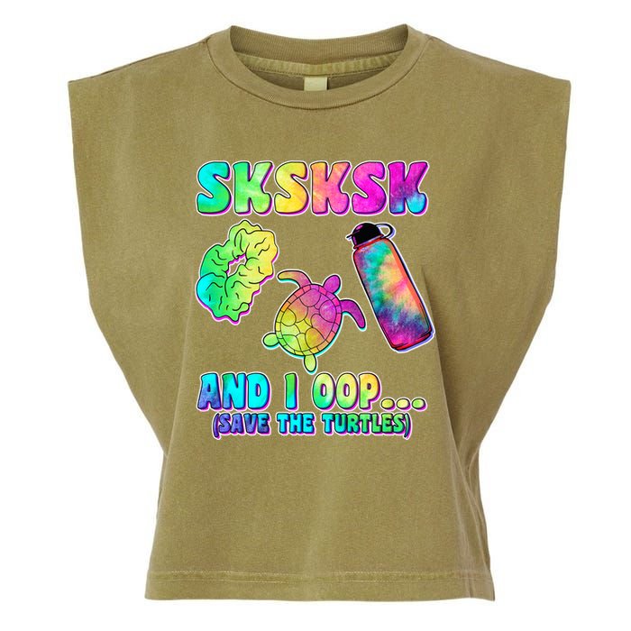 Tie Dye SKSKSK and I OOP Save the Turtles Garment-Dyed Women's Muscle Tee