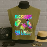 Tie Dye SKSKSK and I OOP Save the Turtles Garment-Dyed Women's Muscle Tee