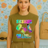 Tie Dye SKSKSK and I OOP Save the Turtles Garment-Dyed Women's Muscle Tee