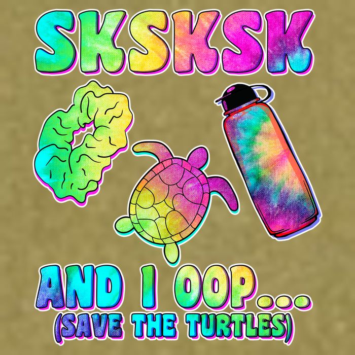 Tie Dye SKSKSK and I OOP Save the Turtles Garment-Dyed Women's Muscle Tee