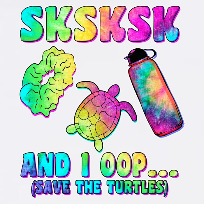 Tie Dye SKSKSK and I OOP Save the Turtles Garment-Dyed Sweatshirt