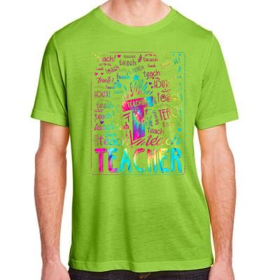 Tie Dye Teacher Typography Word Art Adult ChromaSoft Performance T-Shirt