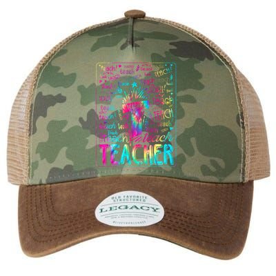 Tie Dye Teacher Typography Word Art Legacy Tie Dye Trucker Hat
