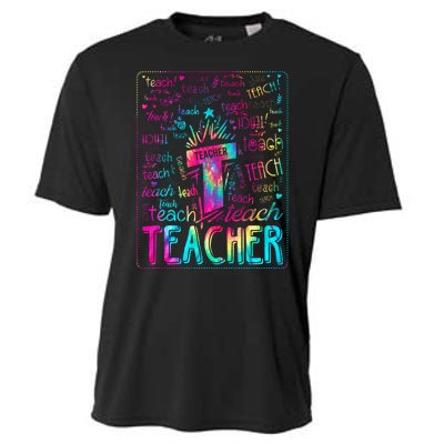 Tie Dye Teacher Typography Word Art Cooling Performance Crew T-Shirt