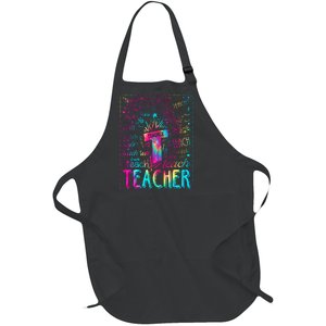 Tie Dye Teacher Typography Word Art Full-Length Apron With Pockets