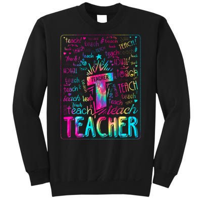 Tie Dye Teacher Typography Word Art Sweatshirt