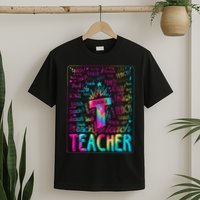 Tie Dye Teacher Typography Word Art T-Shirt