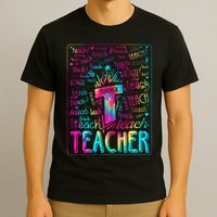 Tie Dye Teacher Typography Word Art T-Shirt