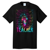 Tie Dye Teacher Typography Word Art Tall T-Shirt