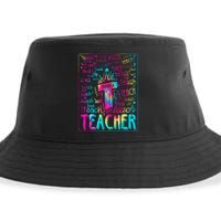 Tie Dye Teacher Typography Word Art Sustainable Bucket Hat