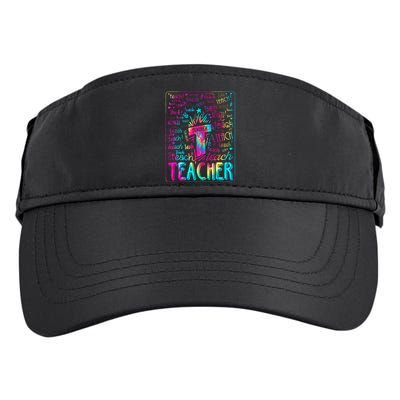 Tie Dye Teacher Typography Word Art Adult Drive Performance Visor