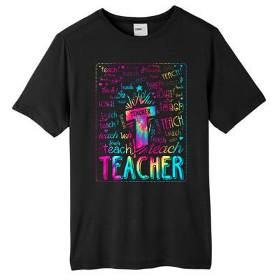 Tie Dye Teacher Typography Word Art Tall Fusion ChromaSoft Performance T-Shirt