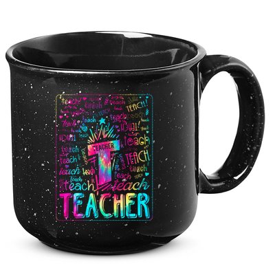 Tie Dye Teacher Typography Word Art 15oz Campfire Ceramic Mug