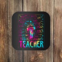 Tie Dye Teacher Typography Word Art Coaster