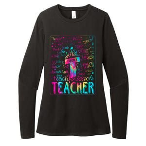 Tie Dye Teacher Typography Word Art Womens CVC Long Sleeve Shirt