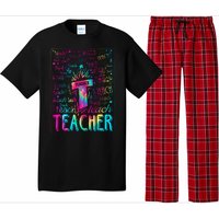 Tie Dye Teacher Typography Word Art Pajama Set