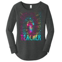 Tie Dye Teacher Typography Word Art Women's Perfect Tri Tunic Long Sleeve Shirt