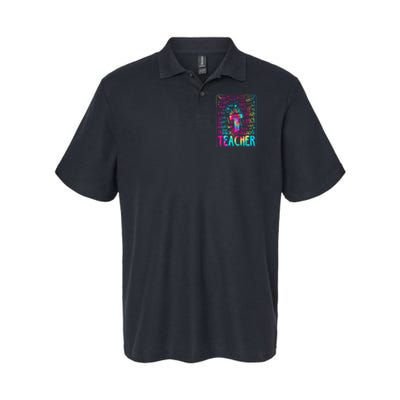 Tie Dye Teacher Typography Word Art Polo