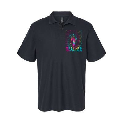 Tie Dye Teacher Typography Word Art Softstyle Adult Sport Polo