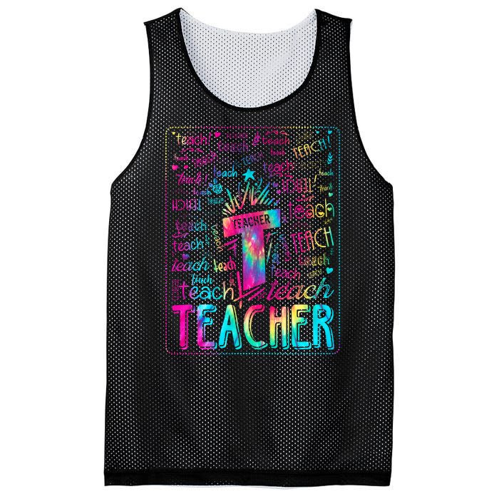 Tie Dye Teacher Typography Word Art Mesh Reversible Basketball Jersey Tank