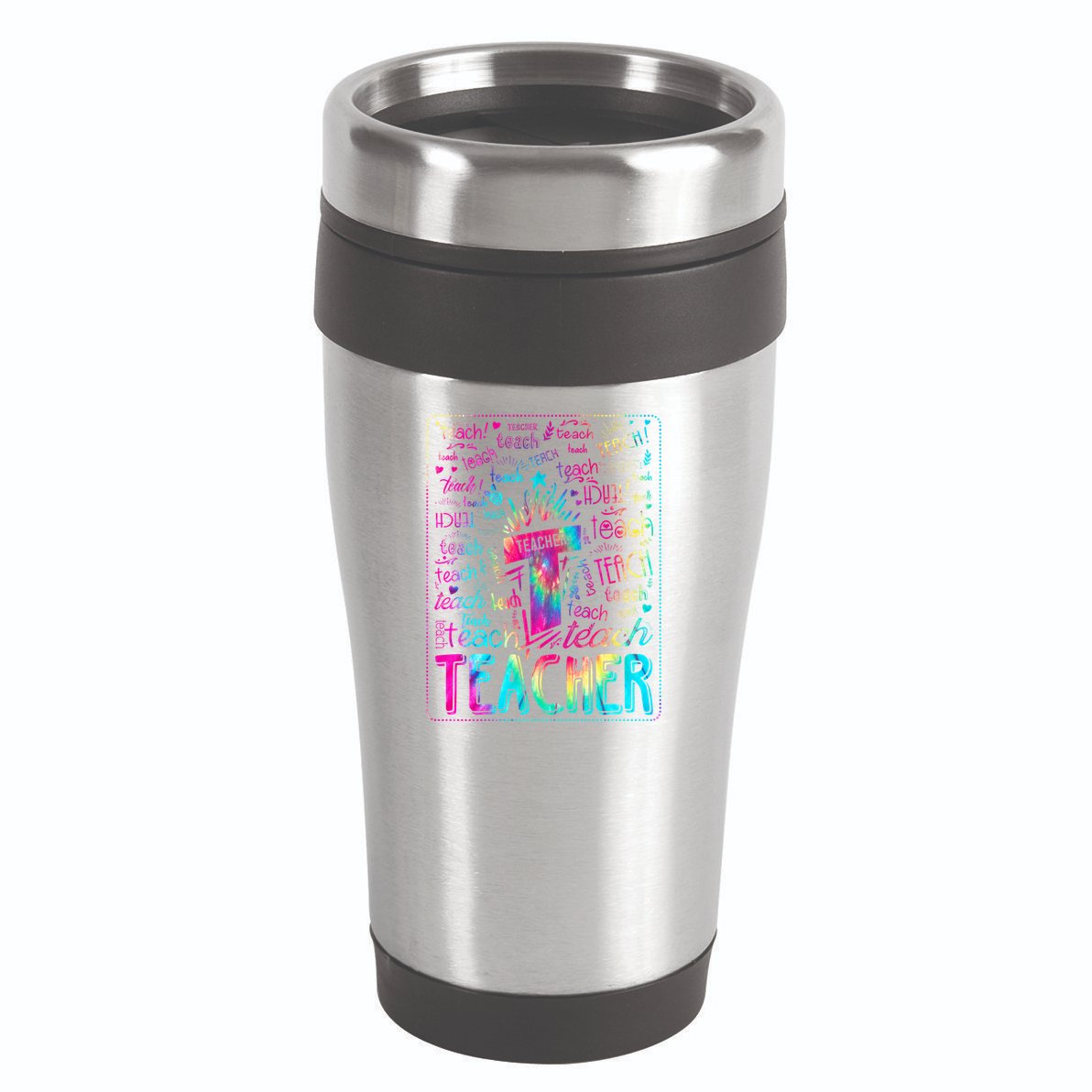 Tie Dye Teacher Typography Word Art 16oz Travel Tumbler