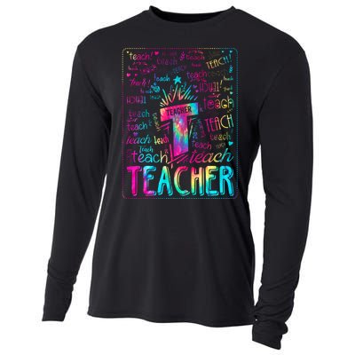 Tie Dye Teacher Typography Word Art Cooling Performance Long Sleeve Crew