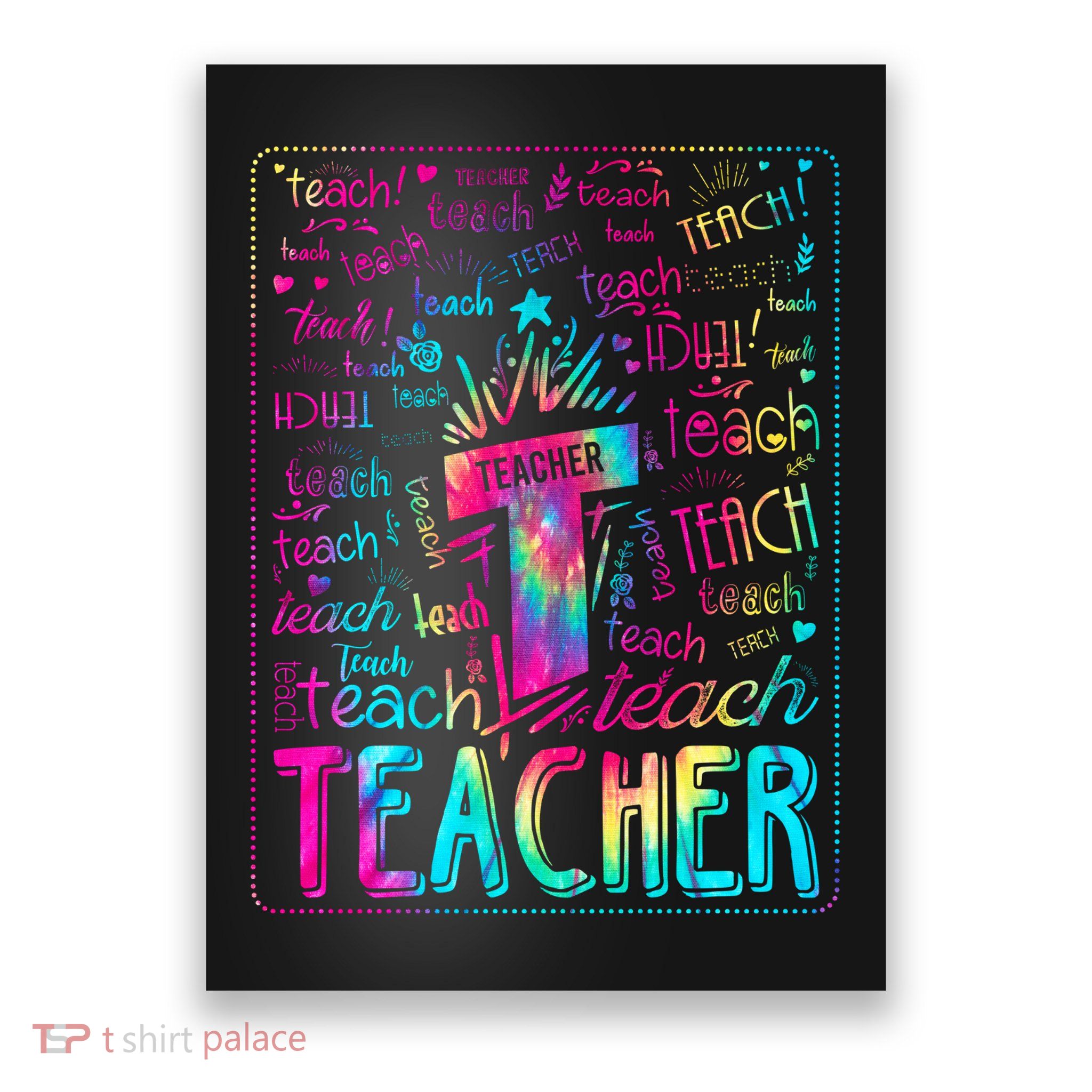 Tie Dye Teacher Typography Word Art Poster