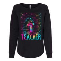 Tie Dye Teacher Typography Word Art Womens California Wash Sweatshirt