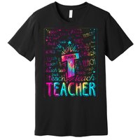 Tie Dye Teacher Typography Word Art Premium T-Shirt