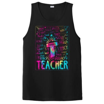 Tie Dye Teacher Typography Word Art PosiCharge Competitor Tank