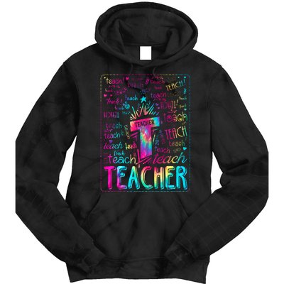 Tie Dye Teacher Typography Word Art Tie Dye Hoodie