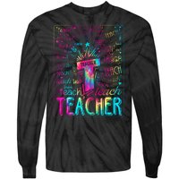 Tie Dye Teacher Typography Word Art Tie-Dye Long Sleeve Shirt