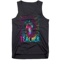 Tie Dye Teacher Typography Word Art Tank Top