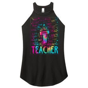 Tie Dye Teacher Typography Word Art Women's Perfect Tri Rocker Tank