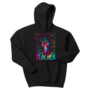 Tie Dye Teacher Typography Word Art Kids Hoodie