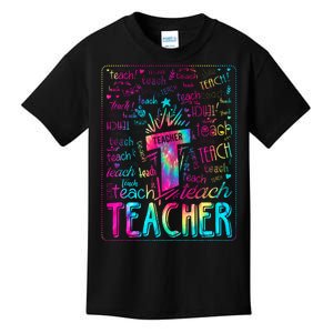 Tie Dye Teacher Typography Word Art Kids T-Shirt