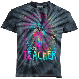 Tie Dye Teacher Typography Word Art Kids Tie-Dye T-Shirt